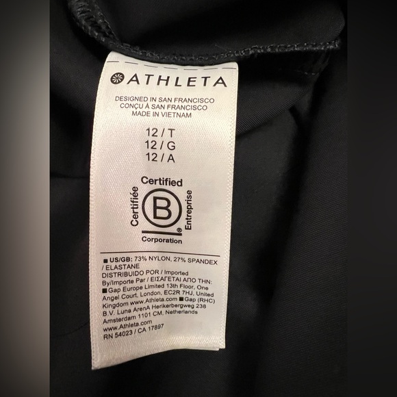 Athleta Black Stellar Trousers Size 12T Tall - High Rise Nylon Spandex Stretch - Picture 5 of 6